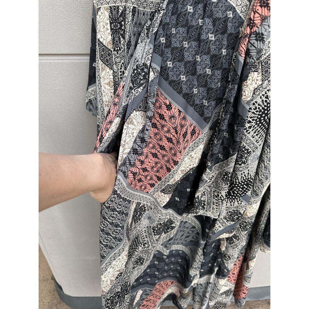 Jennafer Grace Handmade Belted Kimono Duster In Earl Grey Scarf Patchwork Boho L - Picture 10 of 11